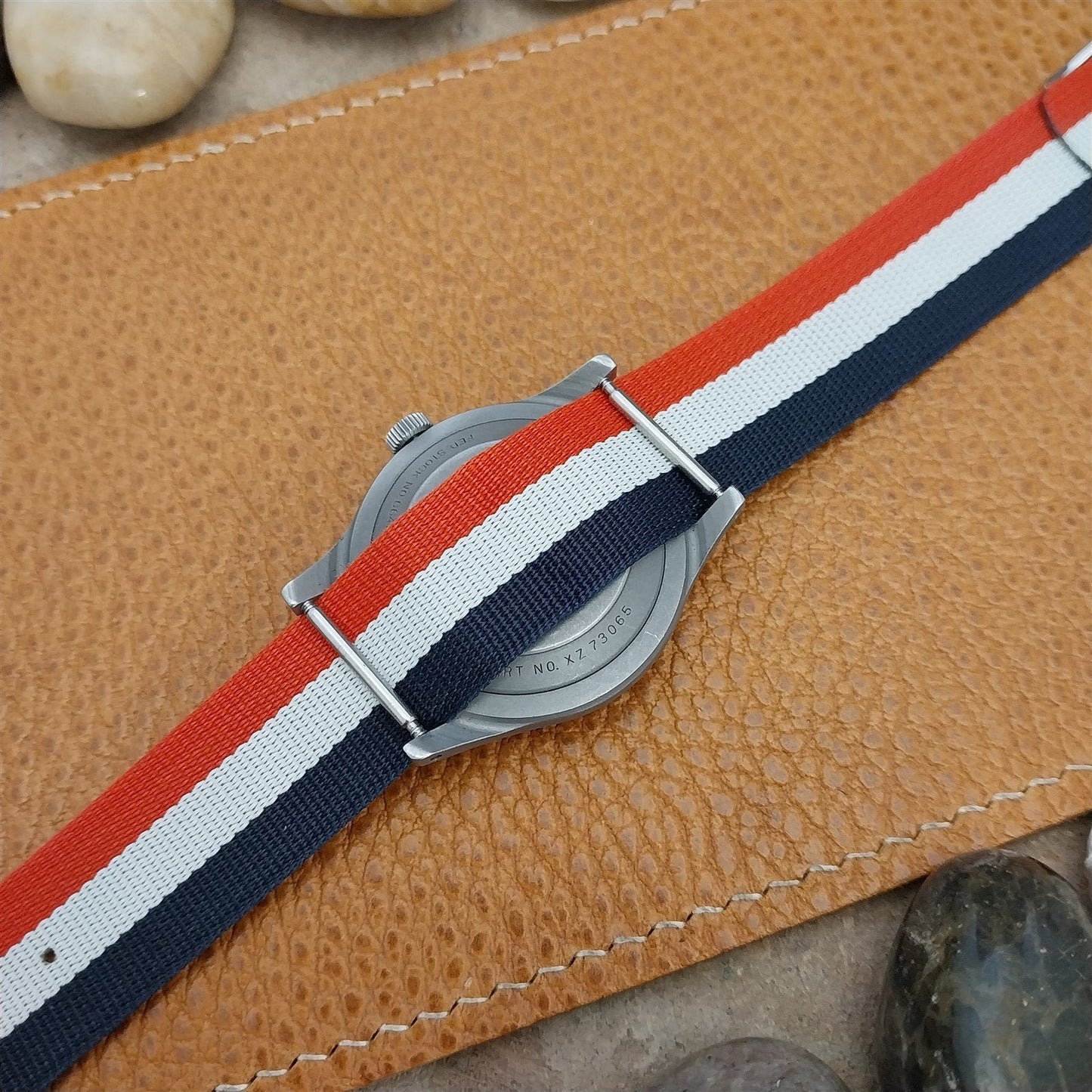 Vintage 18mm Red White & Blue Perlon 1960s-70s Classic Single Pass Watch Band