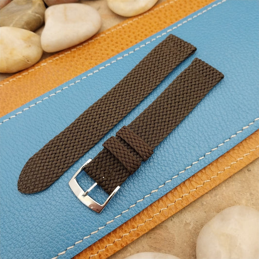 Vintage Brown Braided Perlon 2-piece 16mm 1960s Unused Classic Field Watch Band