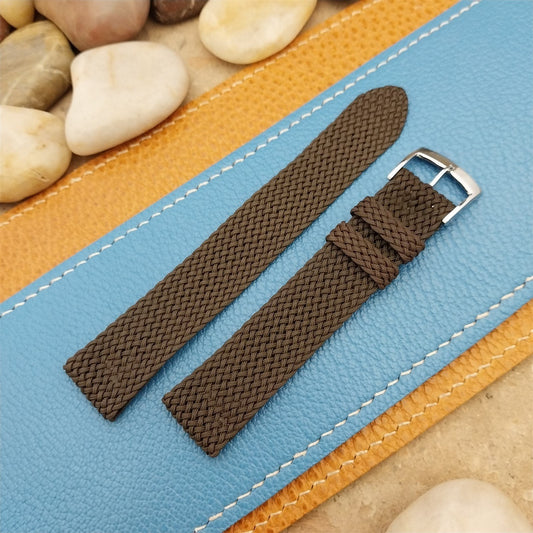 Vintage Brown Braided Perlon 2-piece 16mm 1960s Unused Classic Field Watch Band