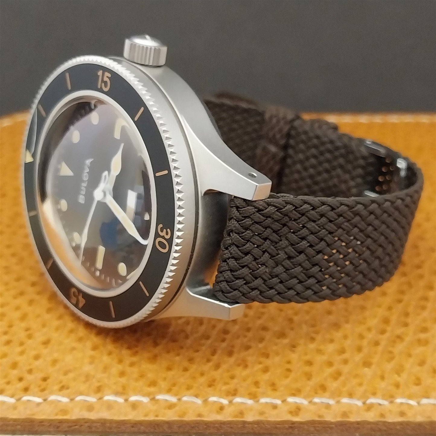 Vintage Brown Braided Perlon 2-piece 16mm 1960s Unused Classic Field Watch Band