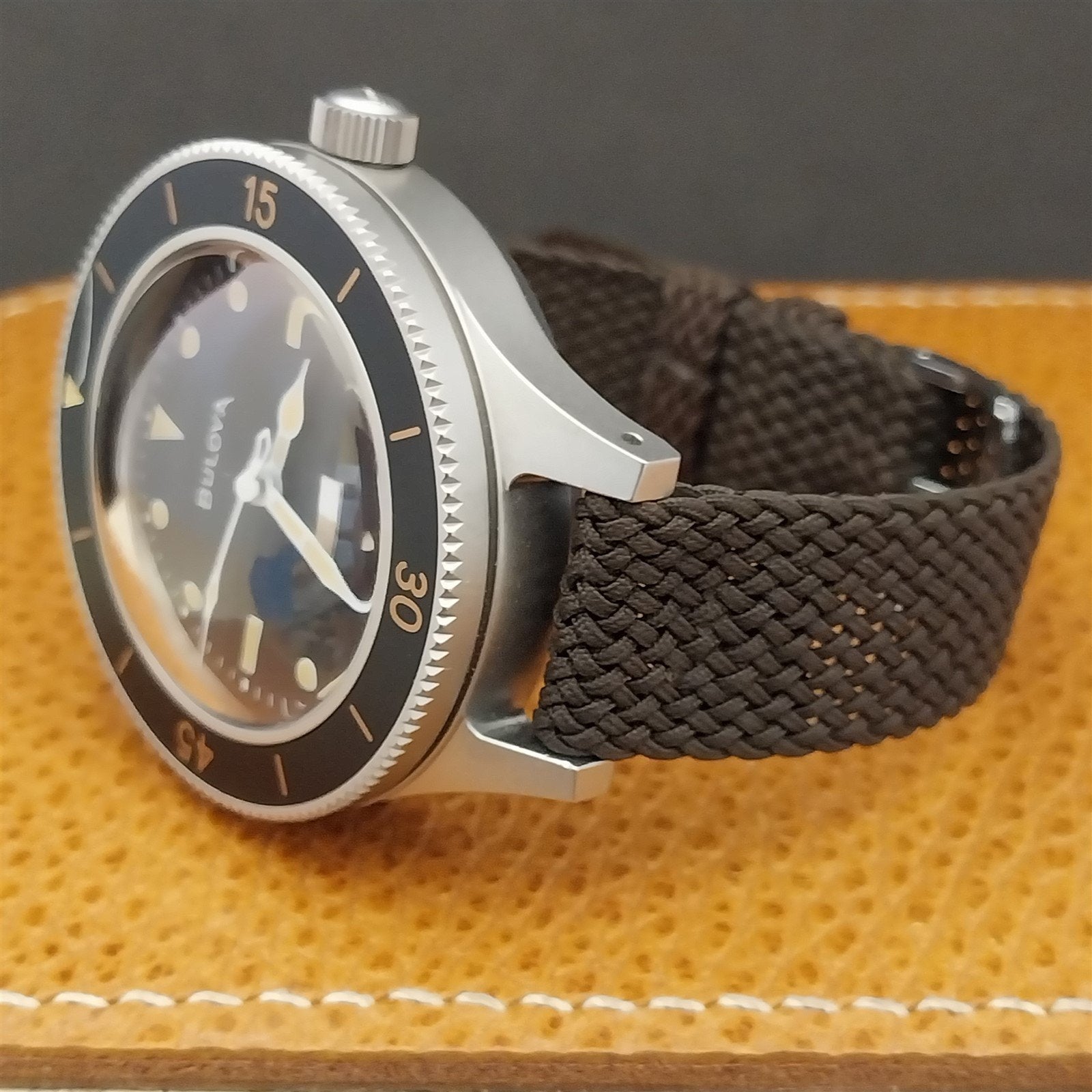 Vintage Brown Braided Perlon 2-piece 16mm 1960s Unused Classic Field Watch Band