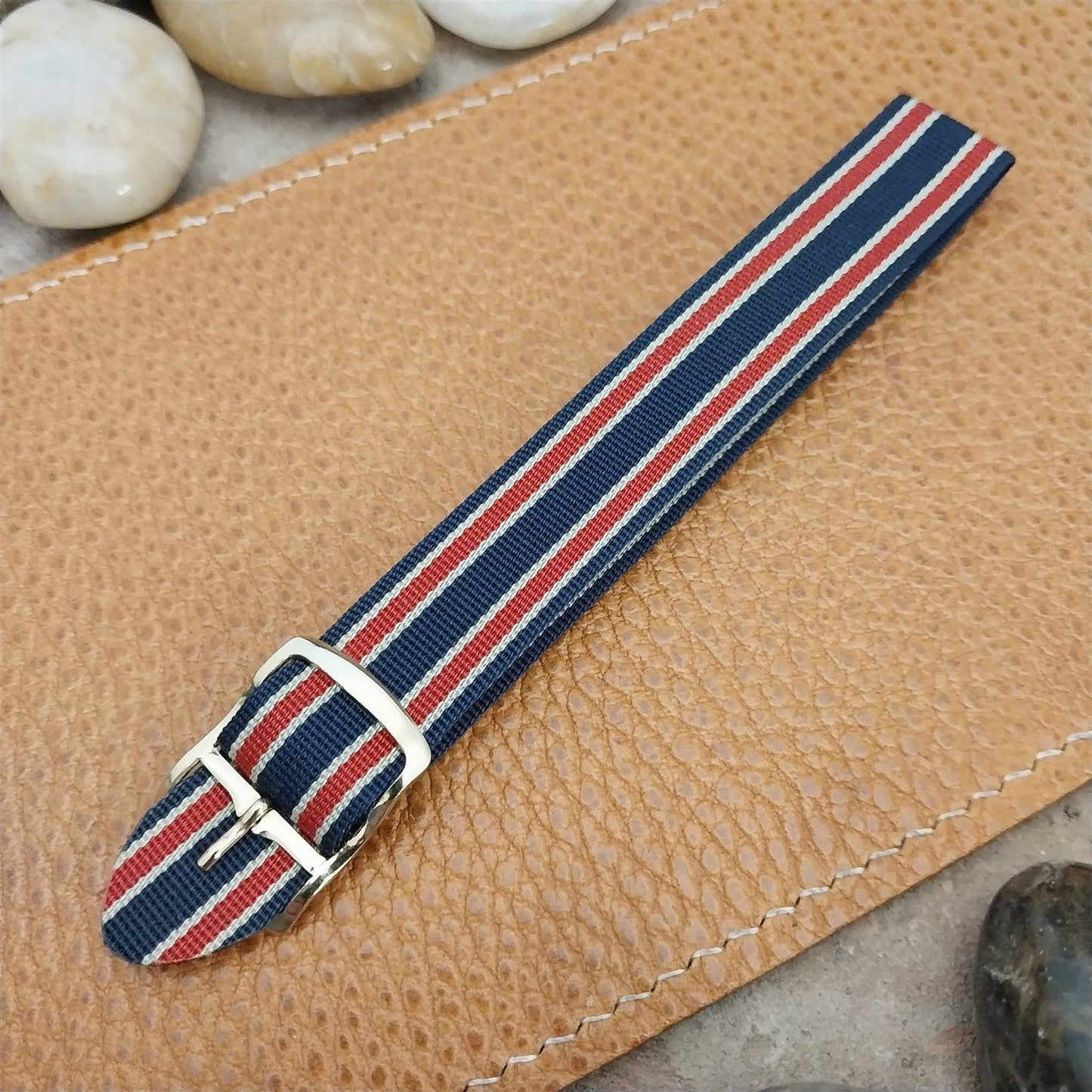 16mm Vintage Striped Perlon 1960s Classic Single Pass NOS Unused Watch Band