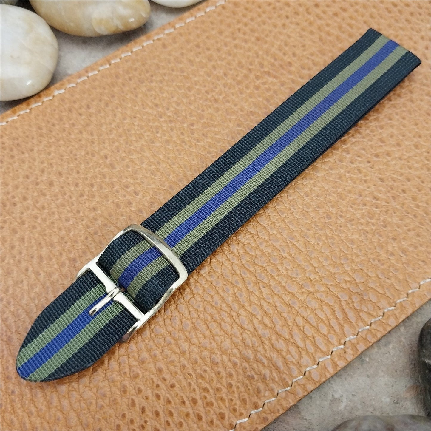 18mm Vintage Striped Perlon 1960s Classic Single Pass Unused Watch Band