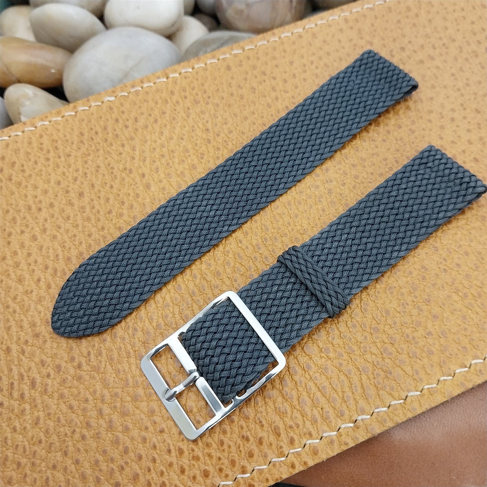 18mm Perlon Mesh 2-piece Gray 1960s nos Unused Vintage Watch Band
