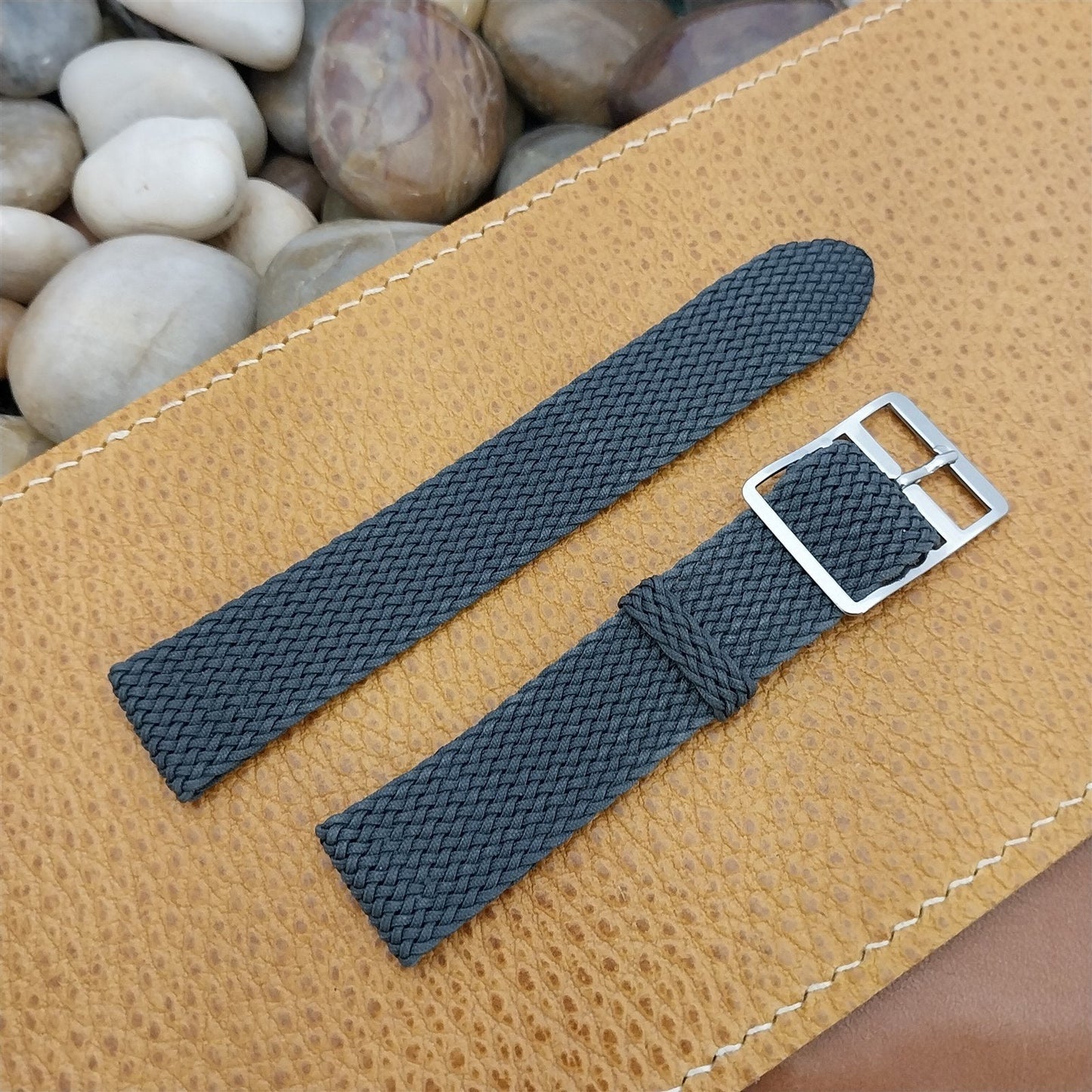 18mm Perlon Mesh 2-piece Gray 1960s nos Unused Vintage Watch Band