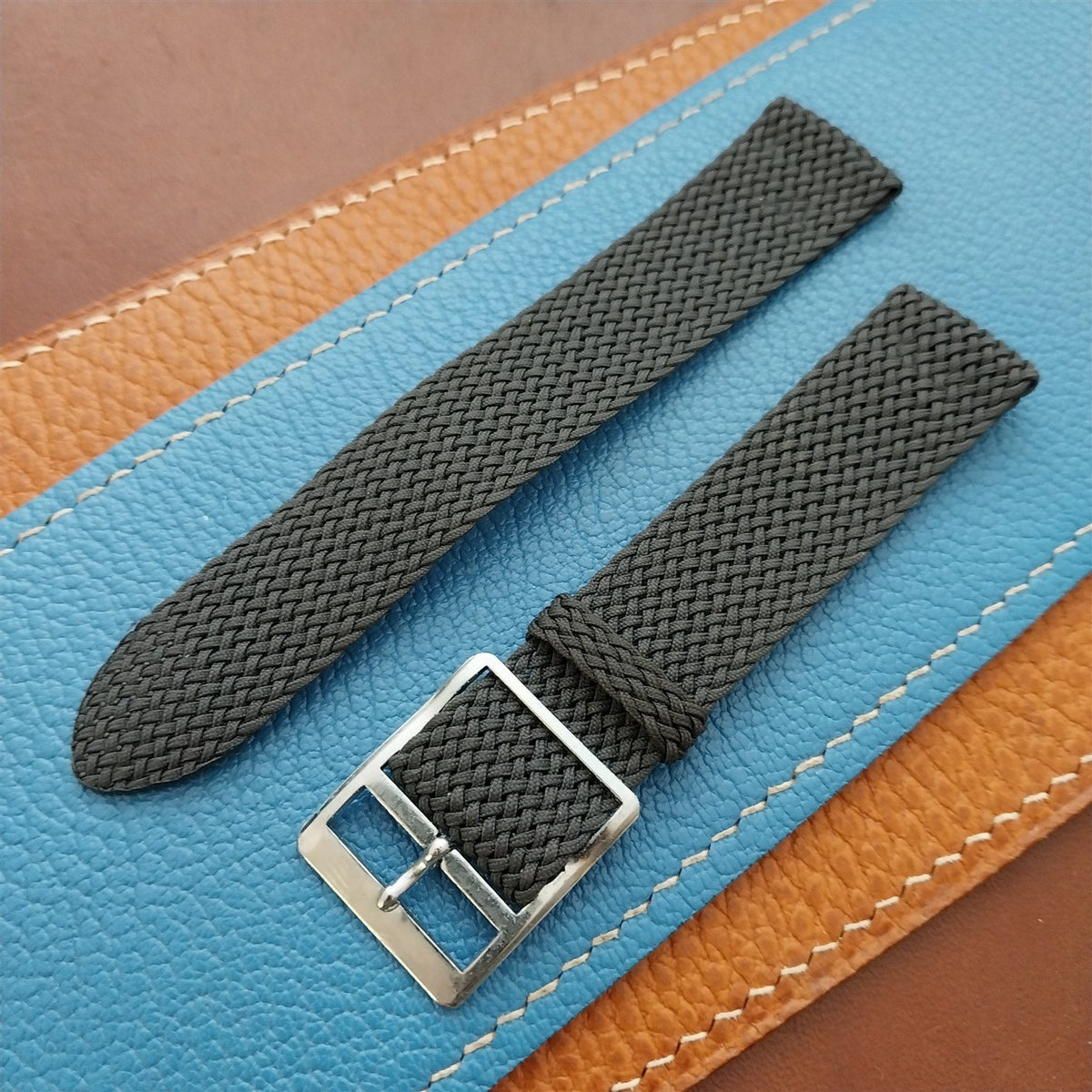 18mm Perlon Mesh 2-piece Gray 1960s nos Unused Vintage Field Watch Band
