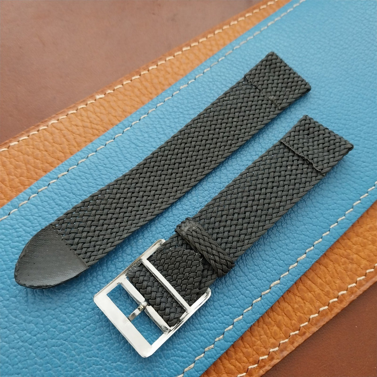 18mm Perlon Mesh 2-piece Gray 1960s nos Unused Vintage Field Watch Band