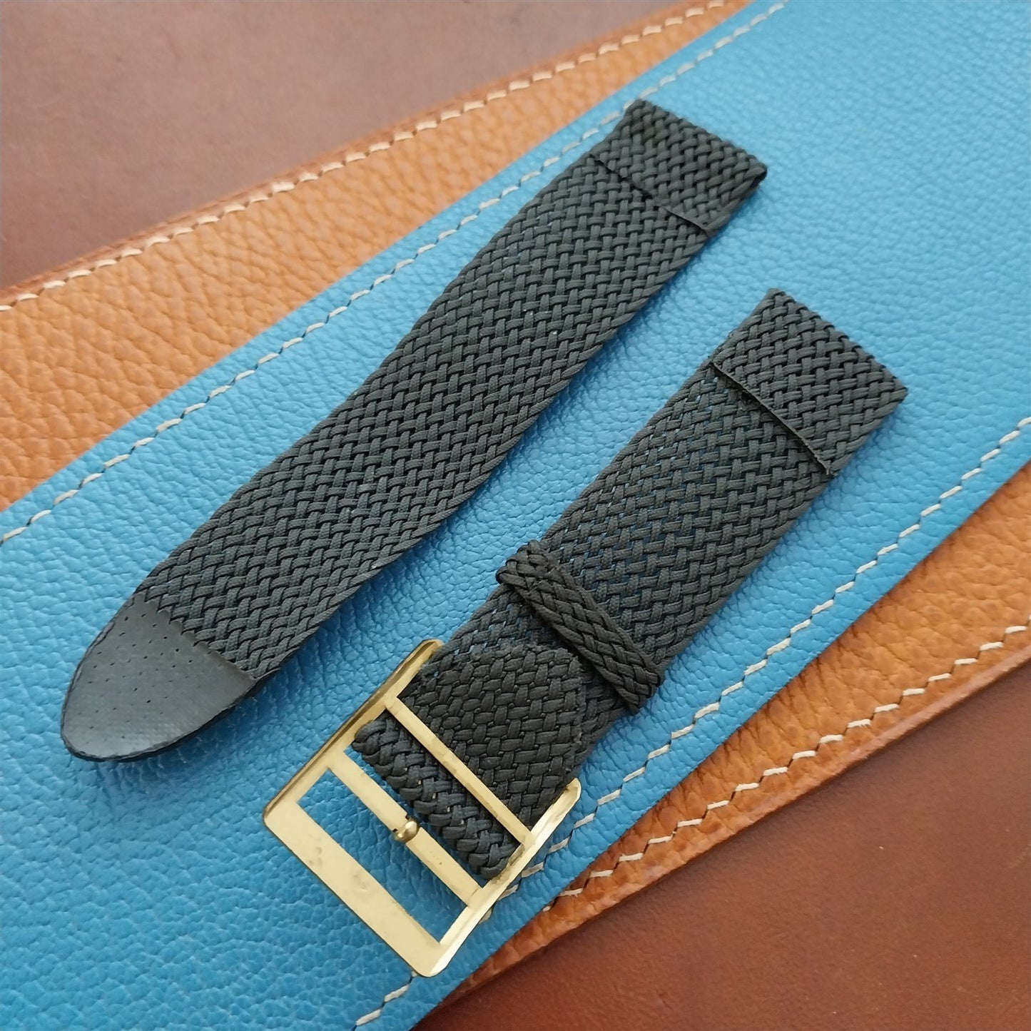 Gray Perlon Mesh 2-piece 20mm 1960s nos Vintage Field Watch Strap