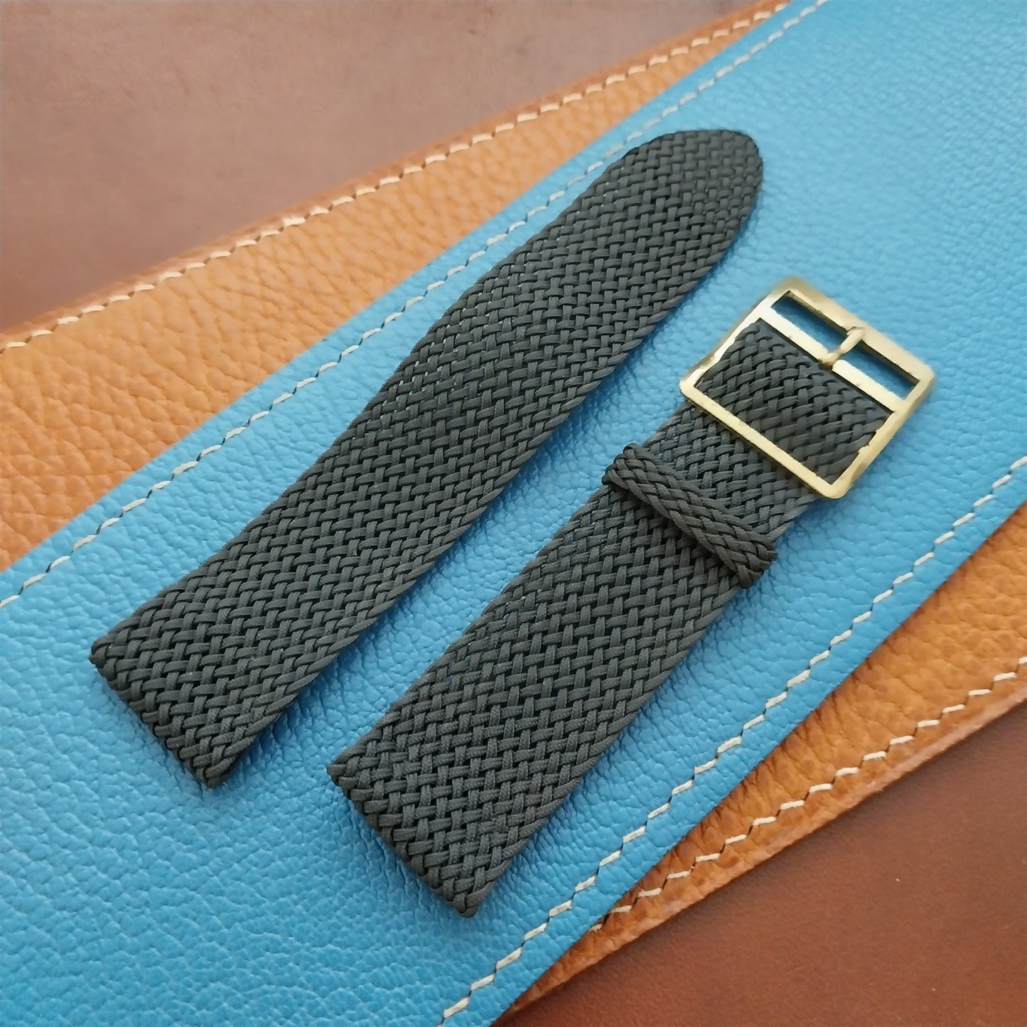 Gray Perlon Mesh 2-piece 20mm 1960s nos Vintage Field Watch Strap
