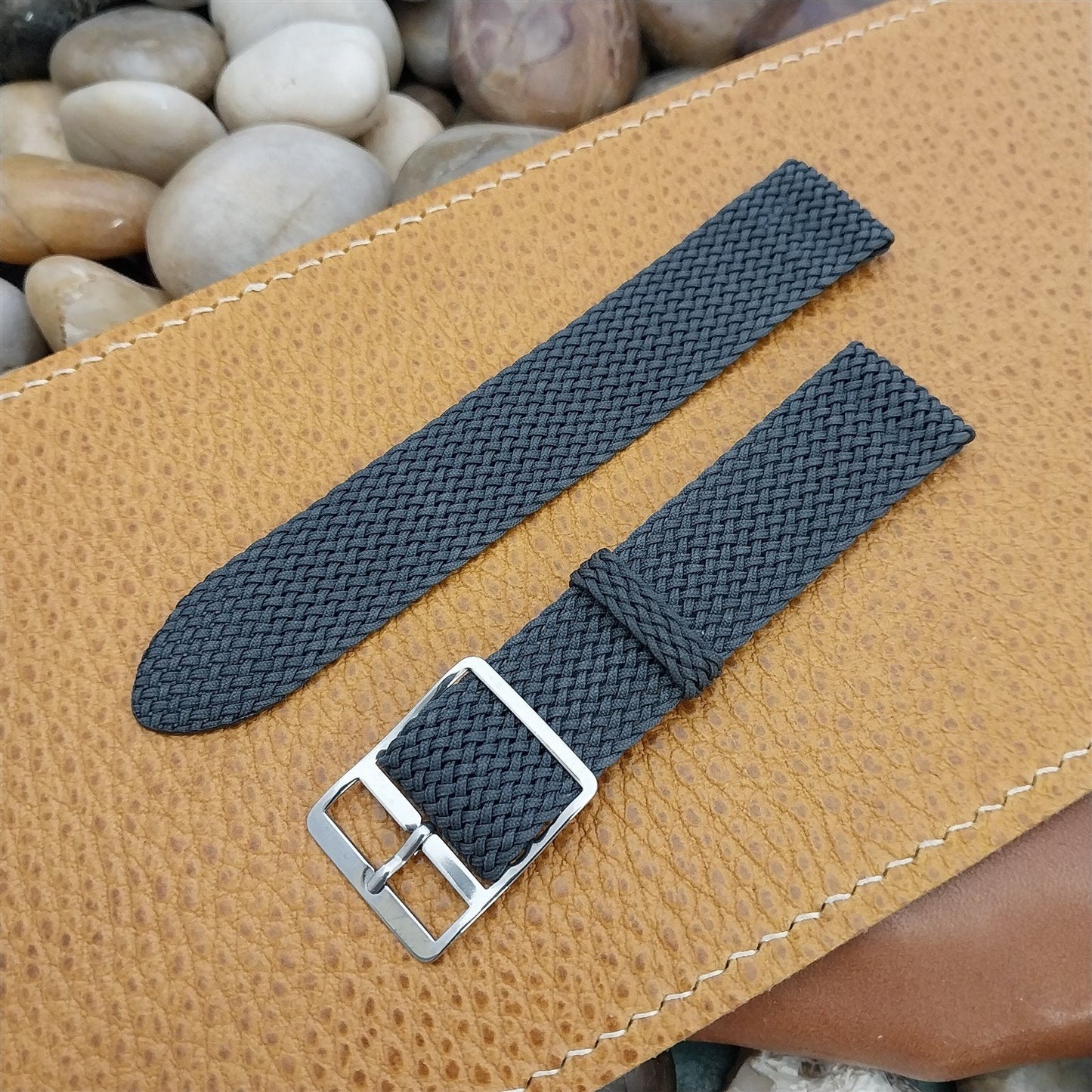 Perlon Mesh 2-piece Gray 19mm Classic 1960s nos Unused Vintage Watch Band