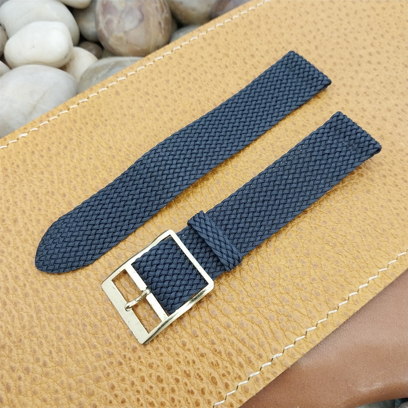 19mm Braided Perlon Mesh 2-piece Blue Classic 1960s Unused Vintage Watch Band