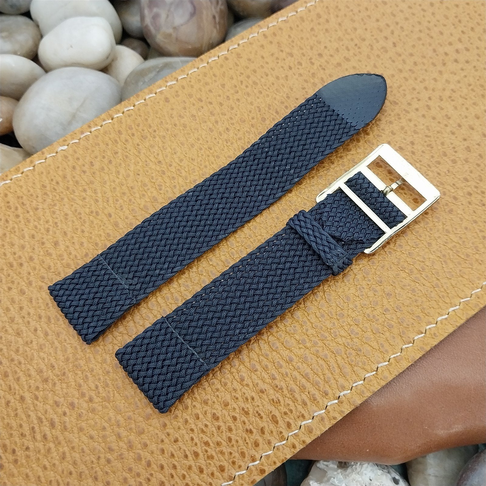 19mm Braided Perlon Mesh 2-piece Blue Classic 1960s Unused Vintage Watch Band