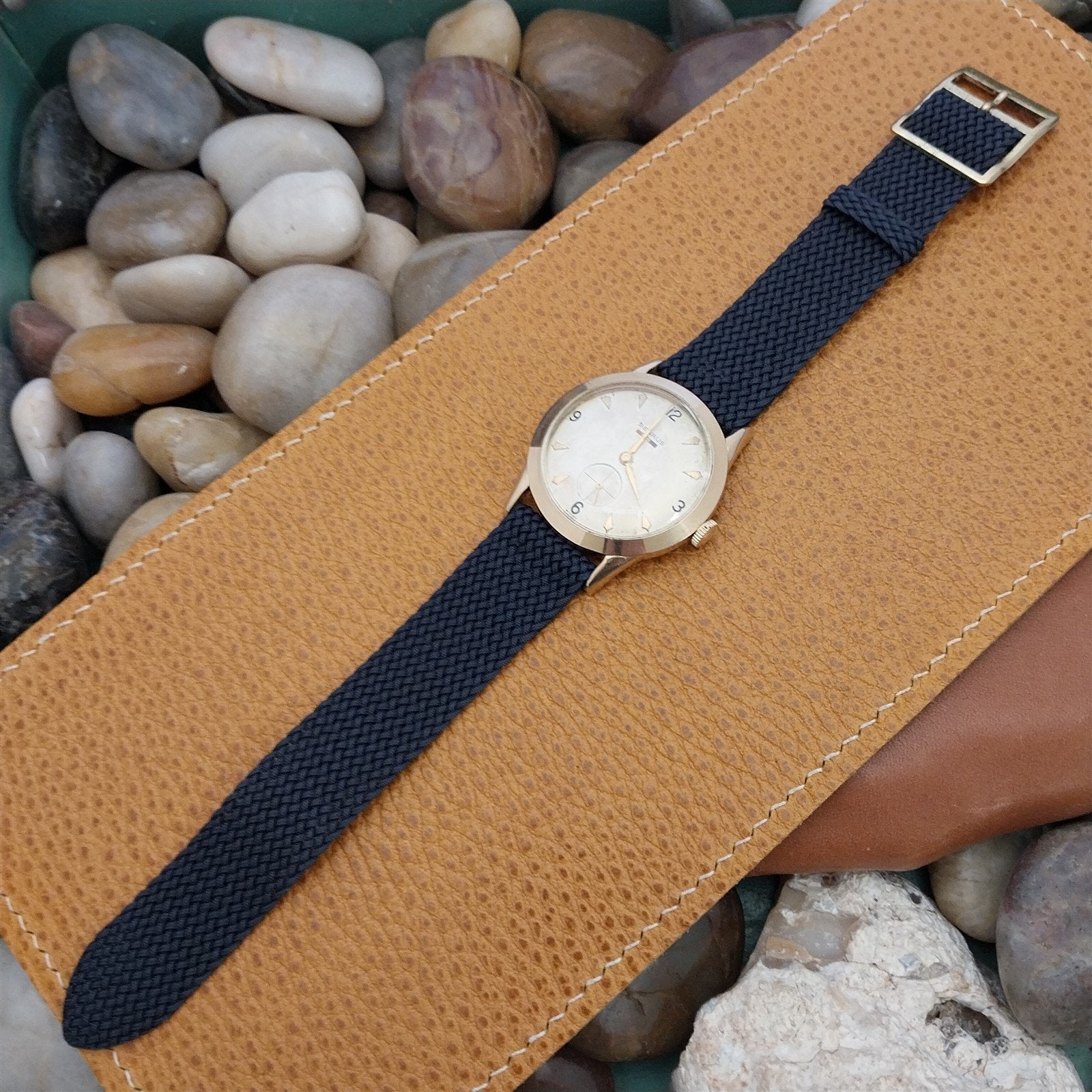 19mm Braided Perlon Mesh 2-piece Blue Classic 1960s Unused Vintage Watch Band