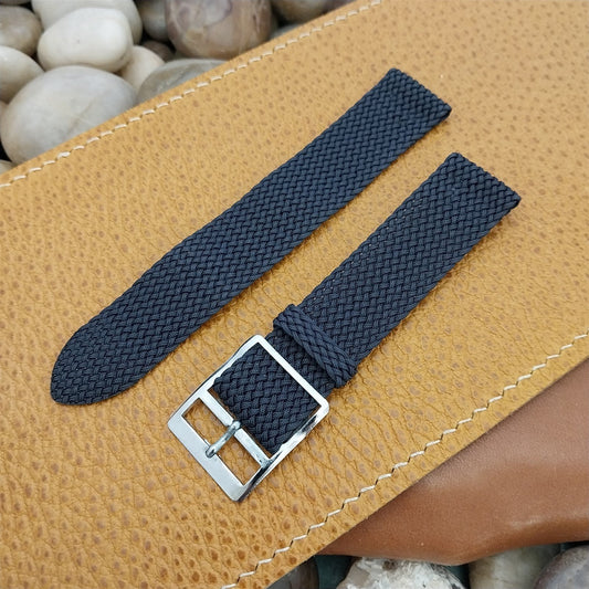 Perlon Mesh 2-piece Blue 18mm 1960s nos Vintage Watch Band & silver buckle