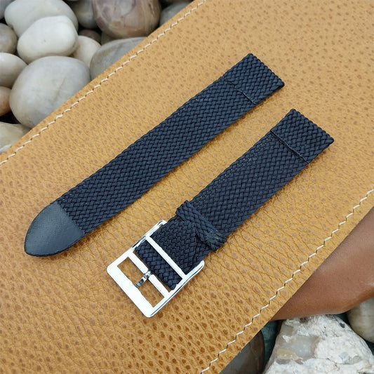 Perlon Mesh 2-piece Blue 18mm 1960s nos Vintage Watch Band & silver buckle