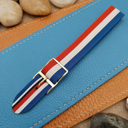 Vintage Perlon Reversible 16mm Red White Blue Classic Single Pass nos Watch Band