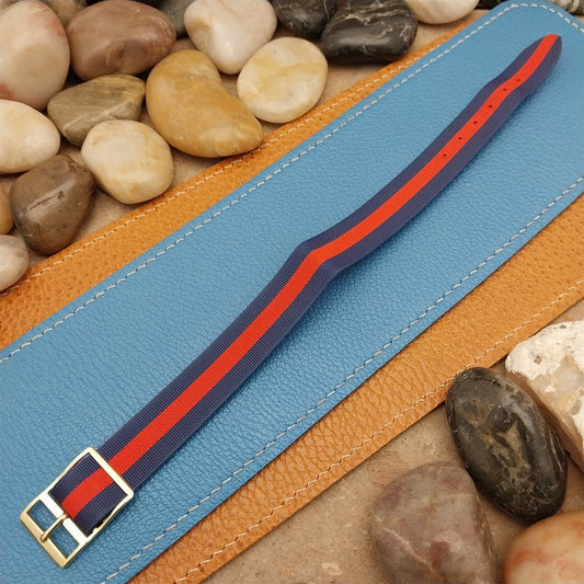 16mm Perlon 1960s Vintage Reversible Single Pass Red & Blue Unused Watch Band