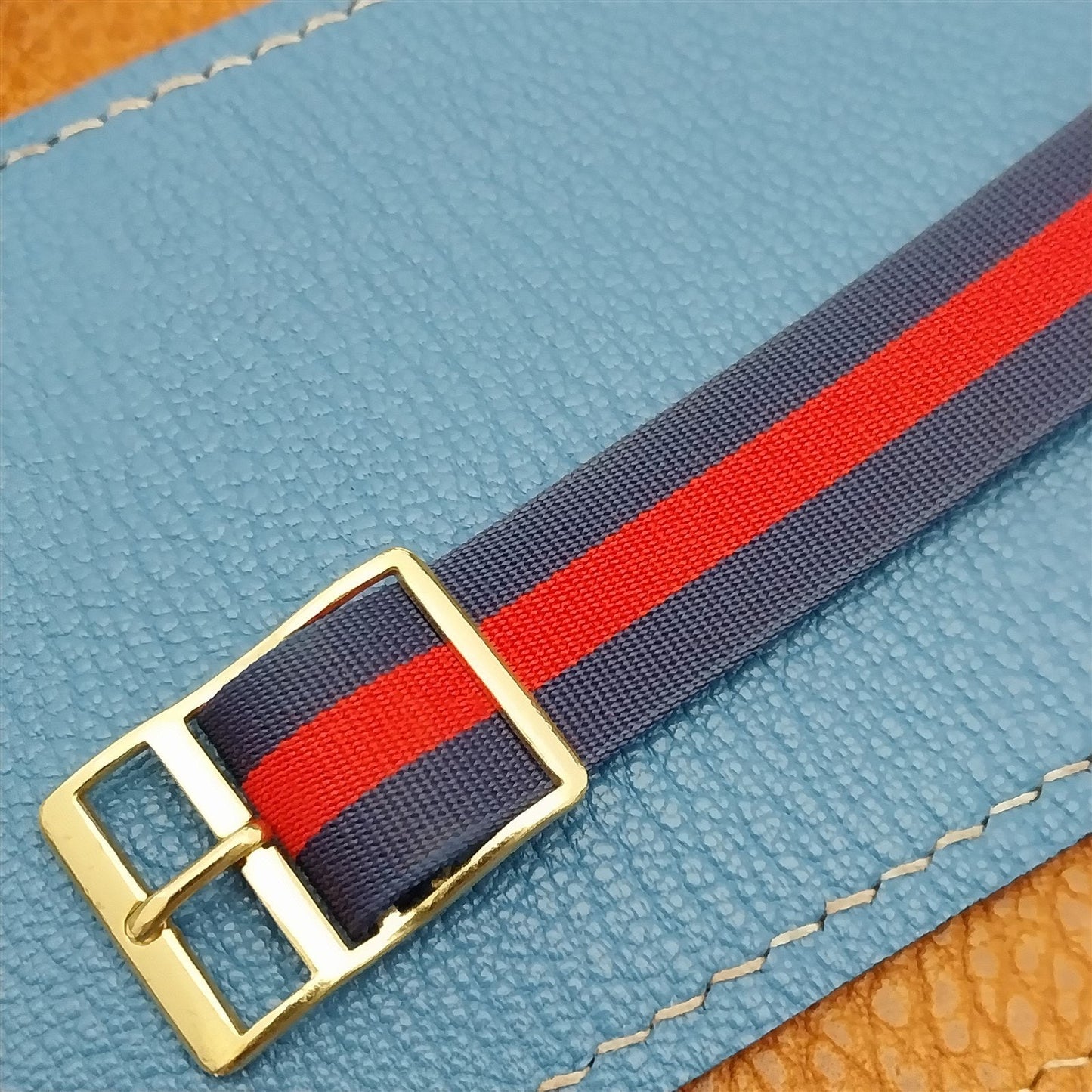 16mm Perlon 1960s Vintage Reversible Single Pass Red & Blue Unused Watch Band