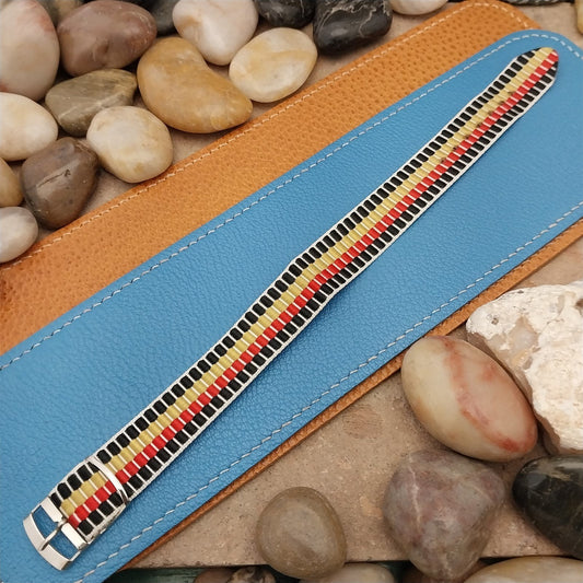 Vintage 18mm 1960s Multi Color Nylon Classic Single Pass Unused Watch Band