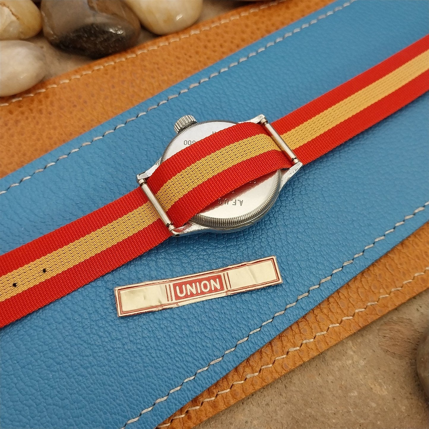 Vintage 16mm 1960s Reversible Striped Perlon Classic Single Pass NOS Watch Band