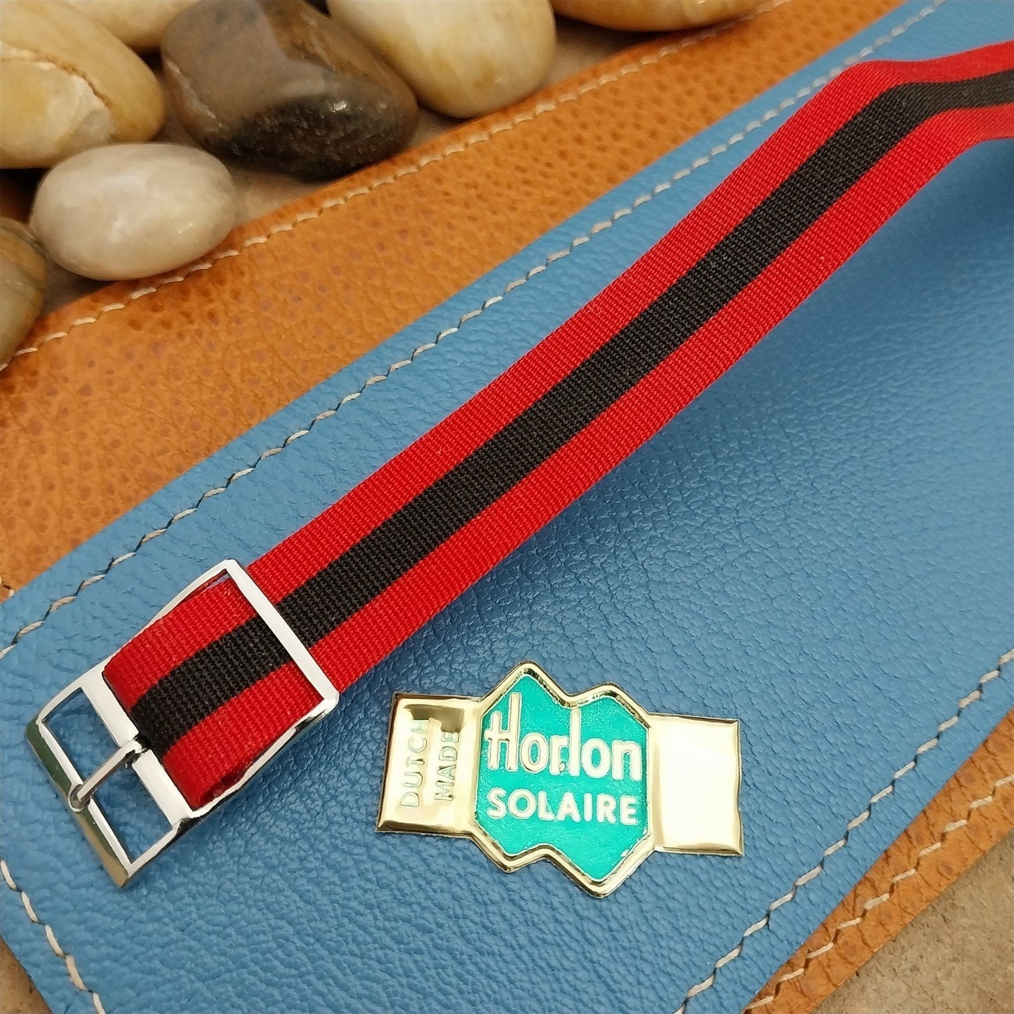 Vintage 16mm 1960s Reversible Striped Perlon Classic Single Pass NOS Watch Band