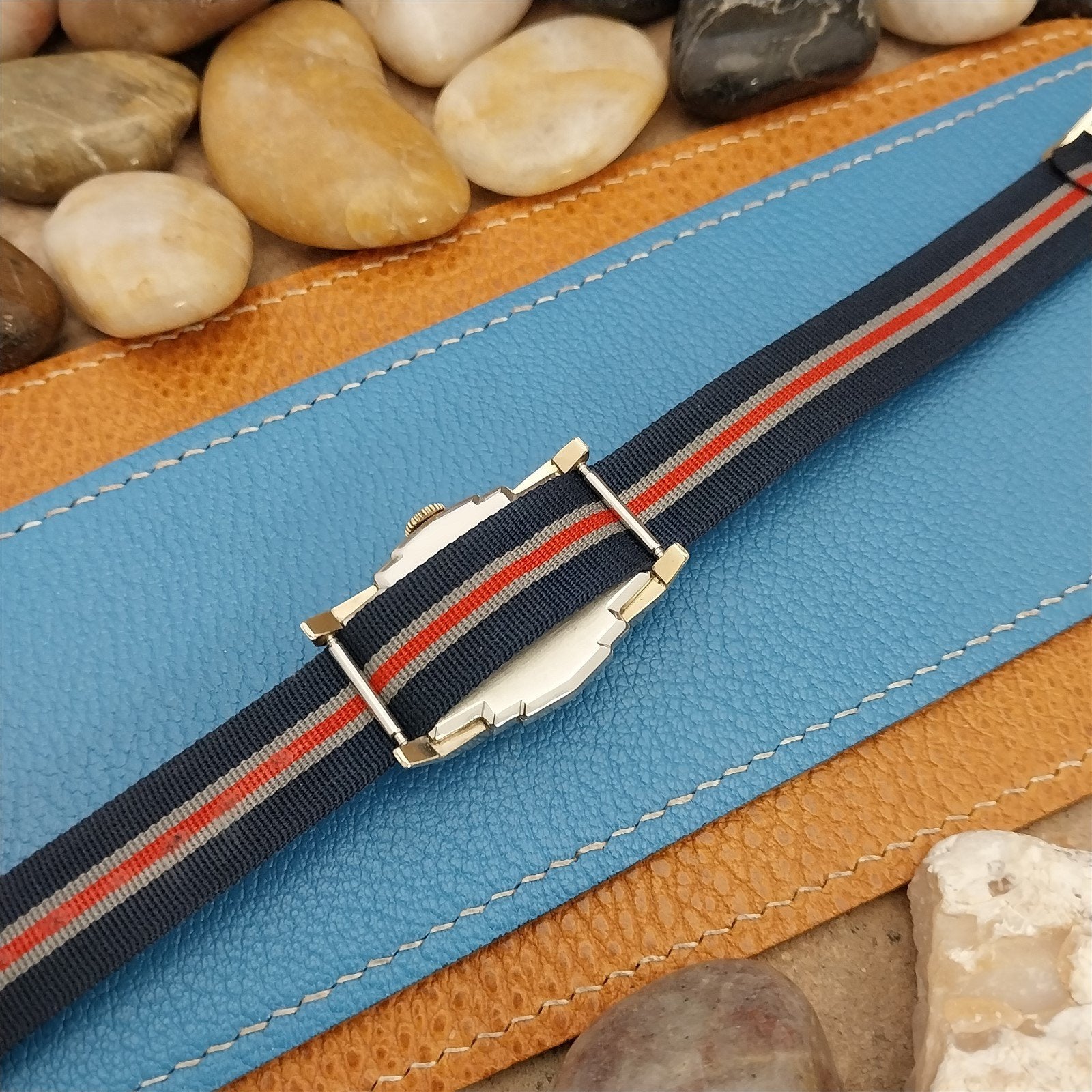 Vintage 16mm 1960s Striped Perlon Classic Single Pass Unused NOS Watch Band