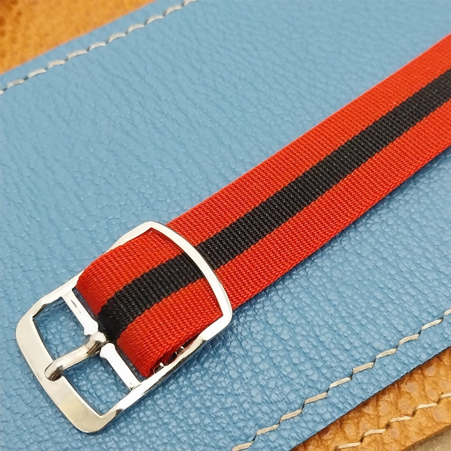 16mm Striped Perlon Vintage Single Pass Classic Unused 1960s Watch Band