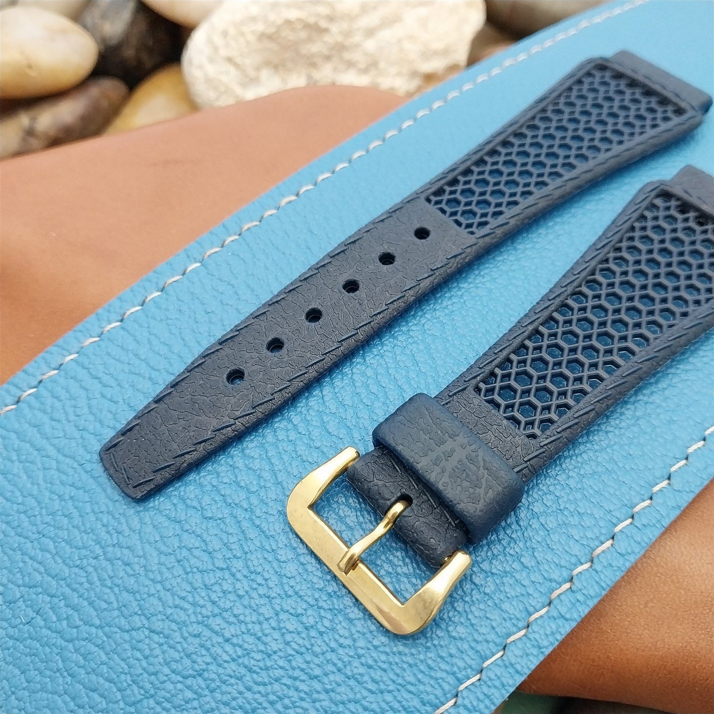 Vintage 20mm Diver Blue Playa Swiss Classic Unused nos 1960s Classic Watch Band