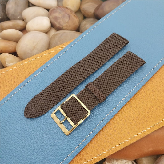 18mm NOS 1960s-1970s Graf Swiss Brown Perlon Mesh Classic 2-piece Watch Strap