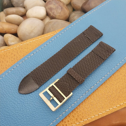 18mm NOS 1960s-1970s Graf Swiss Brown Perlon Mesh Classic 2-piece Watch Strap