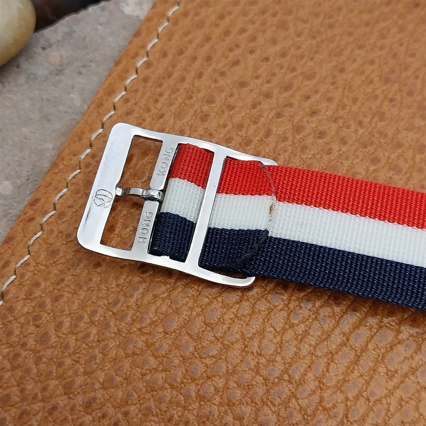 Vintage Perlon 18mm Red White & Blue Classic Single Pass 1960s Unused Watch Band