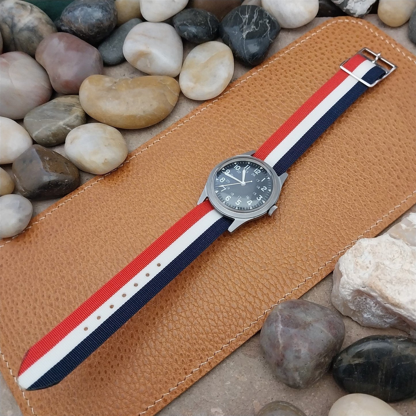 Vintage Perlon 18mm Red White & Blue Classic Single Pass 1960s Unused Watch Band