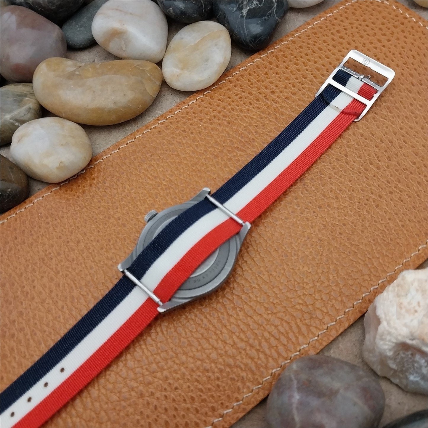 Vintage Perlon 18mm Red White & Blue Classic Single Pass 1960s Unused Watch Band