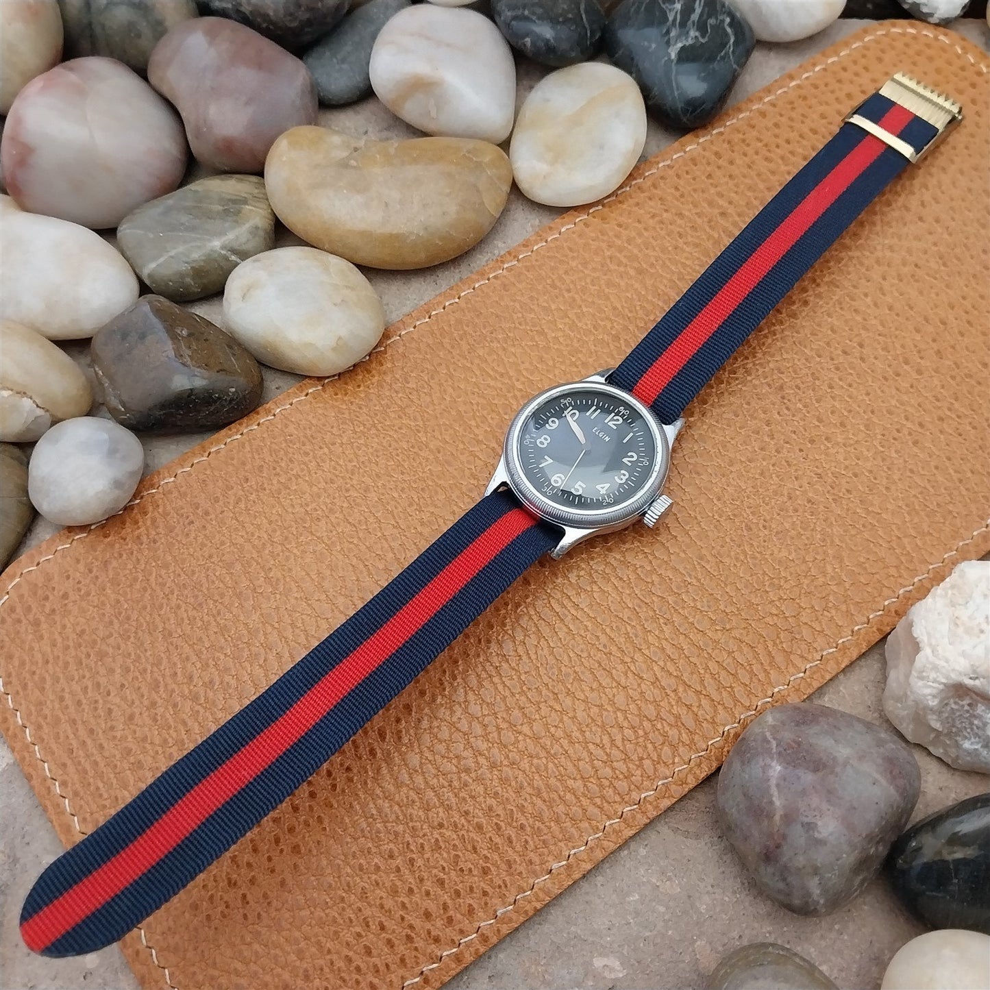 Vintage 16mm Striped Perlon Classic Single Pass Unused Field Watch Band