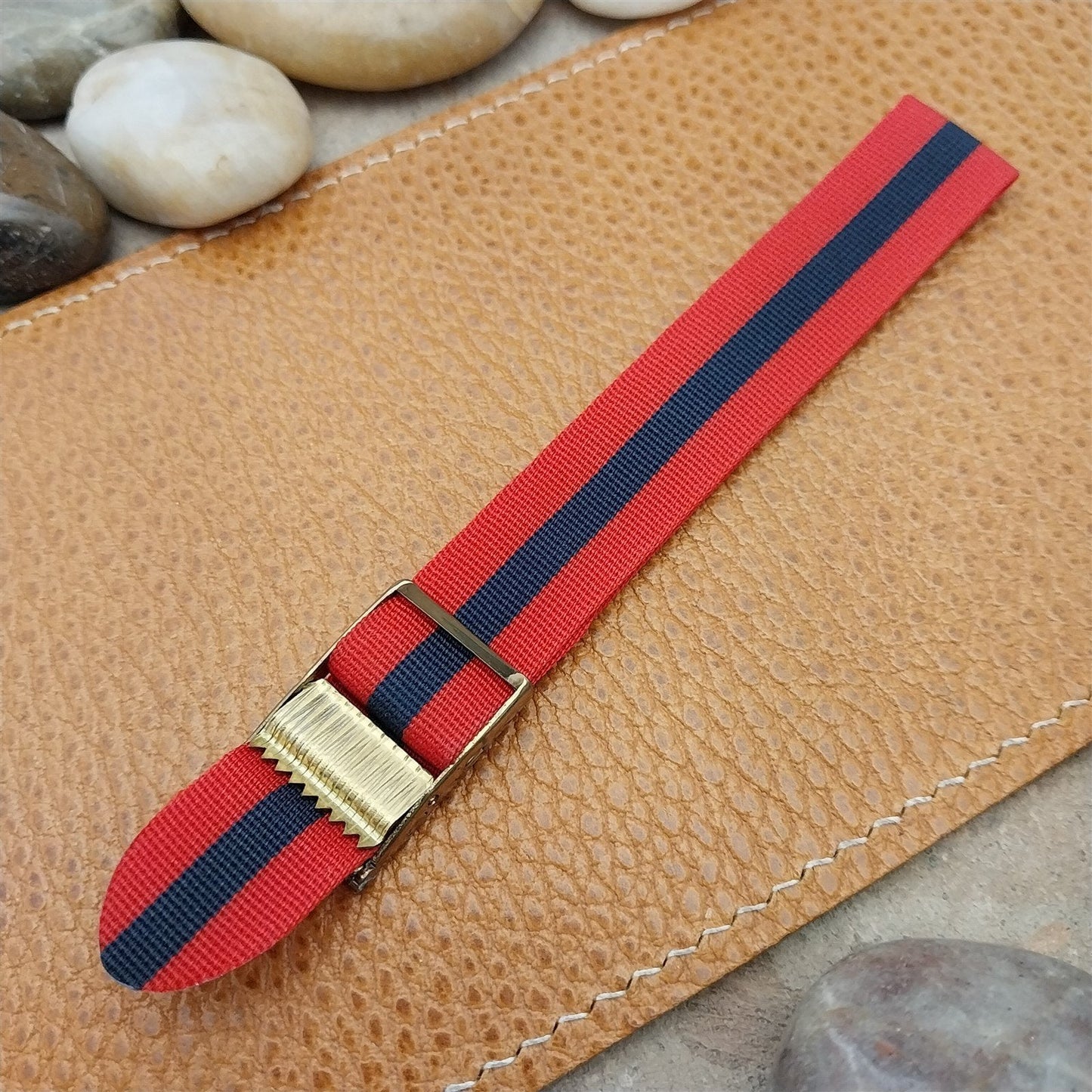 Vintage 16mm Striped Perlon Classic Single Pass Unused Field Watch Band