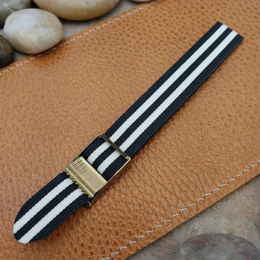 Vintage 16mm Striped Perlon Classic Single Pass Unused Field Watch Band