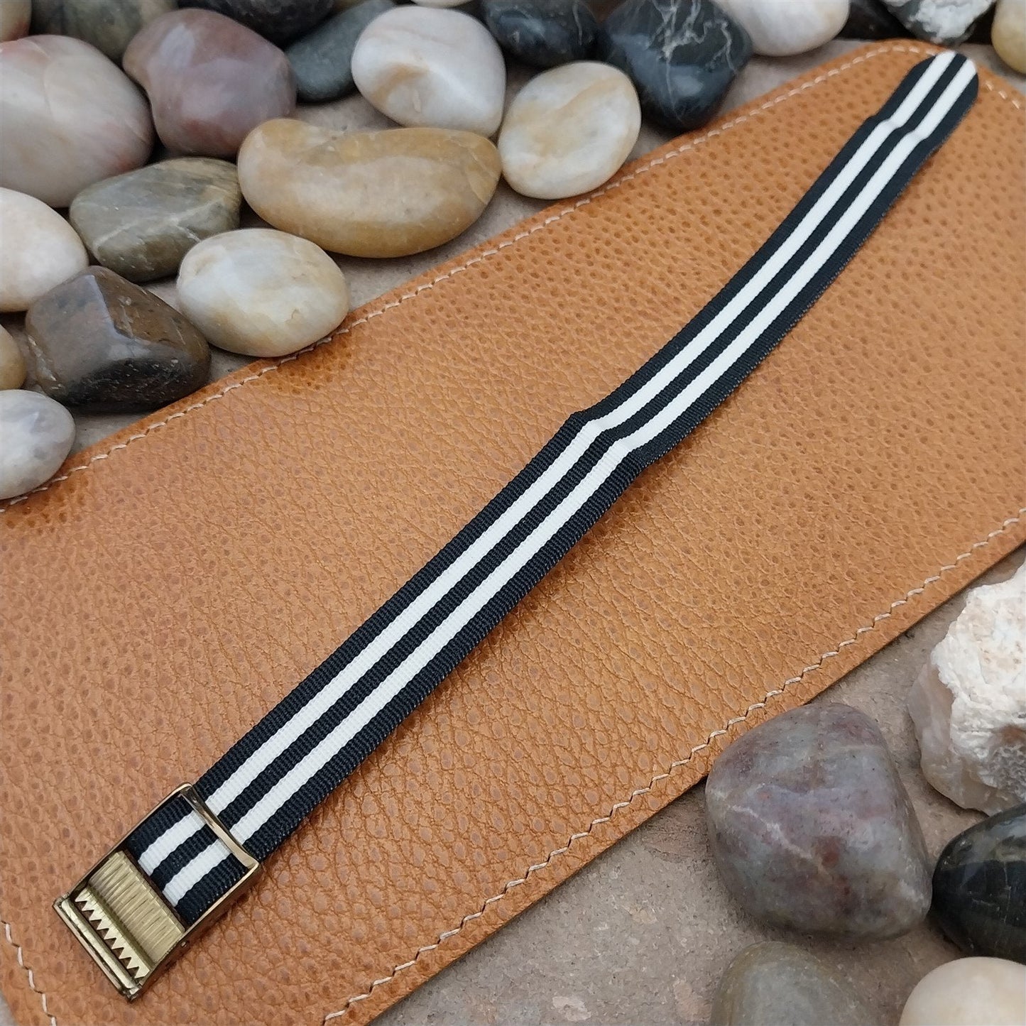 Vintage 16mm Striped Perlon Classic Single Pass Unused Field Watch Band