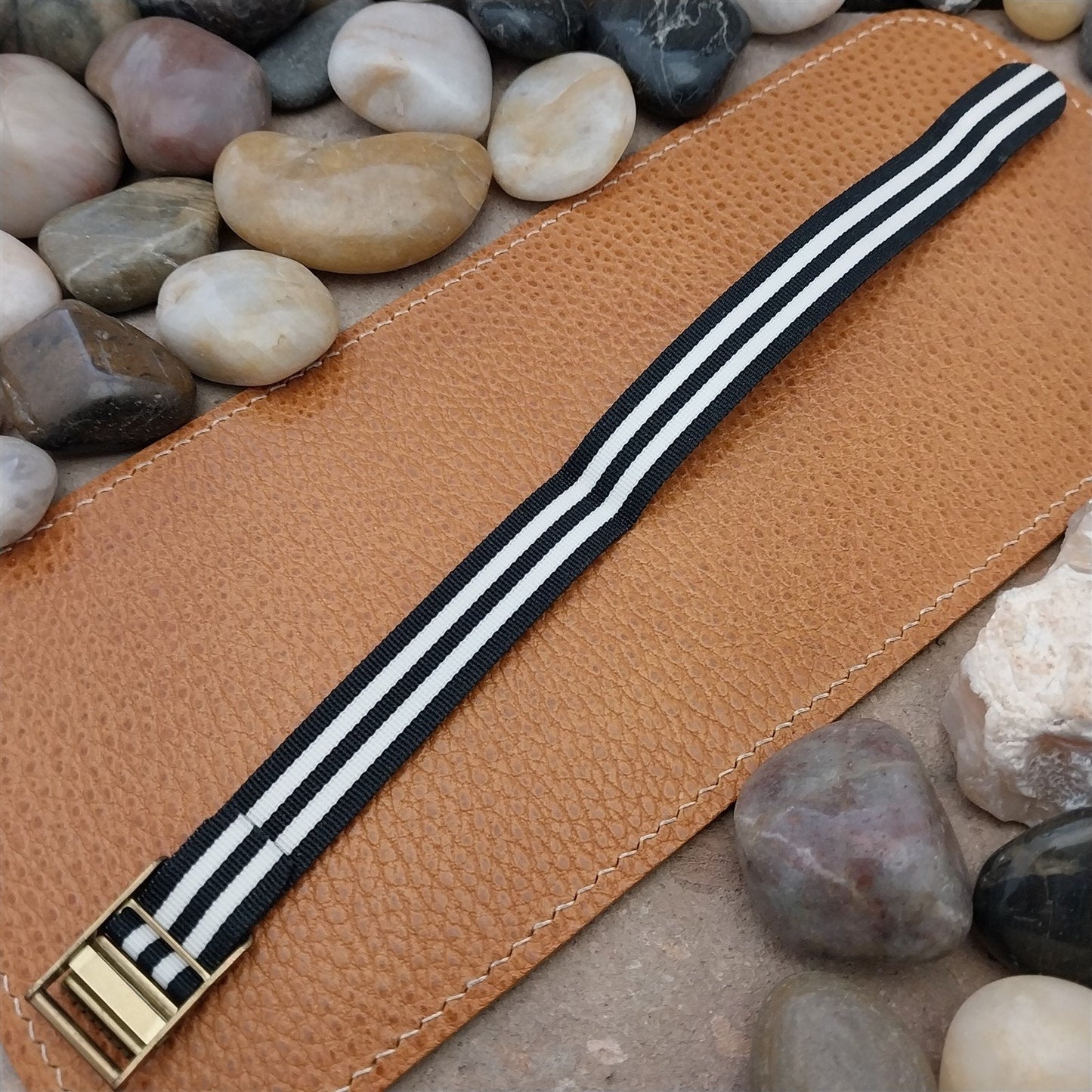 Vintage 16mm Striped Perlon Classic Single Pass Unused Field Watch Band