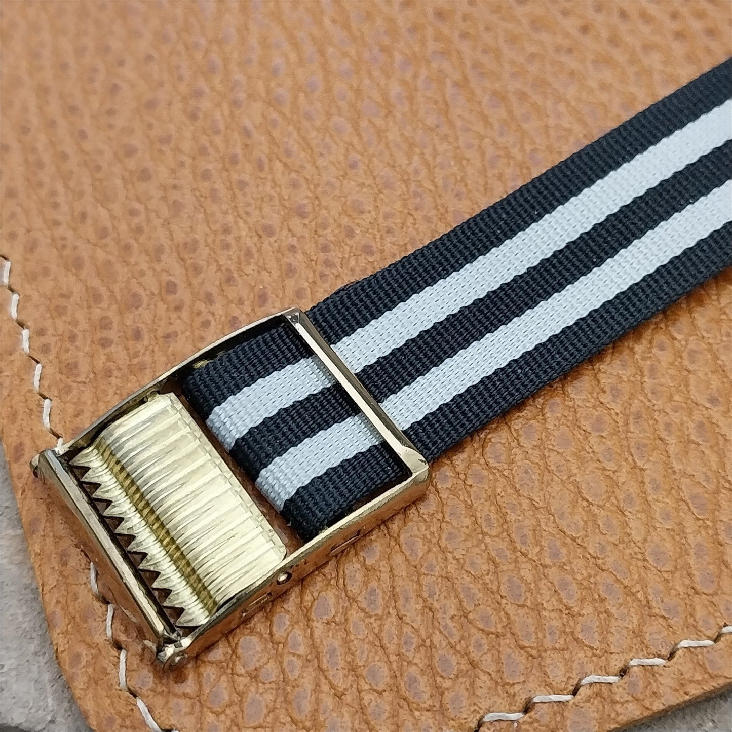 Vintage 18mm Striped Perlon Classic Single Pass Unused Field Watch Band