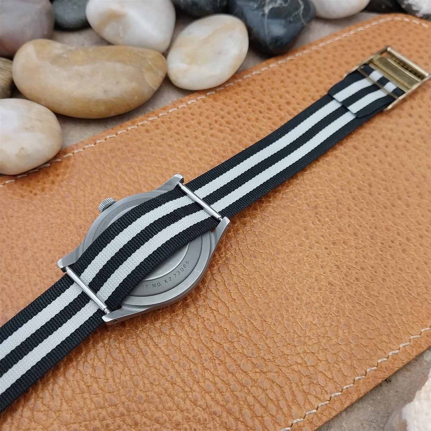 Vintage 18mm Striped Perlon Classic Single Pass Unused Field Watch Band