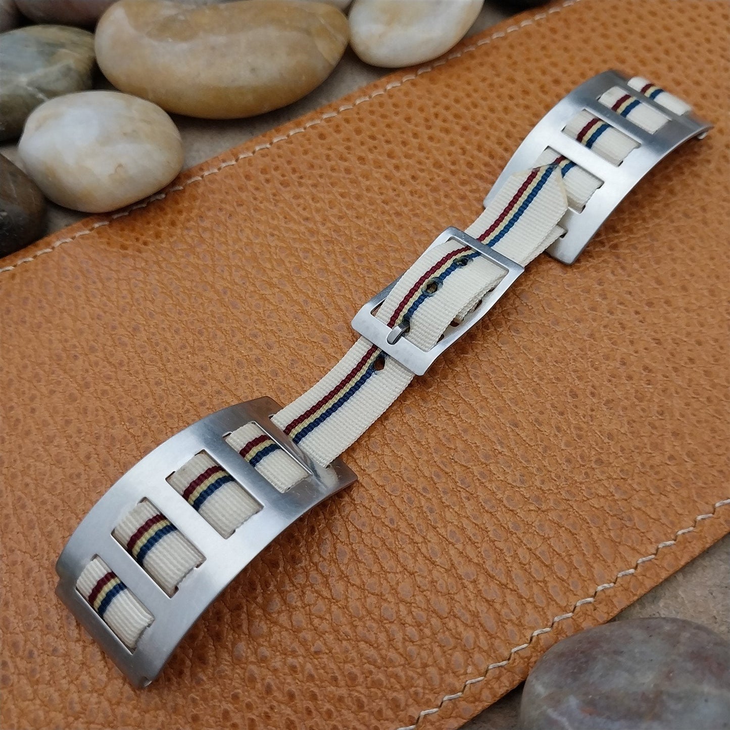 19mm Stainless Steel & Perlon JB Champion nos 1960s Vintage Watch Band