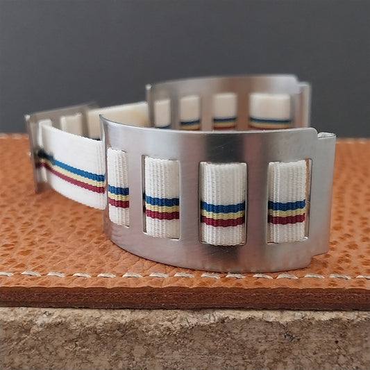 Vintage 19mm Stainless Steel & Nylon JB Champion nos Classic 1960s Watch Band