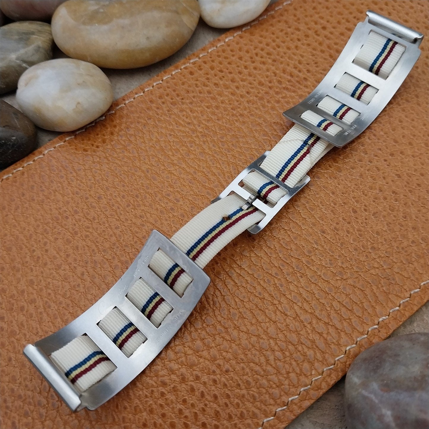 19mm Stainless Steel & Perlon JB Champion nos 1960s Vintage Watch Band