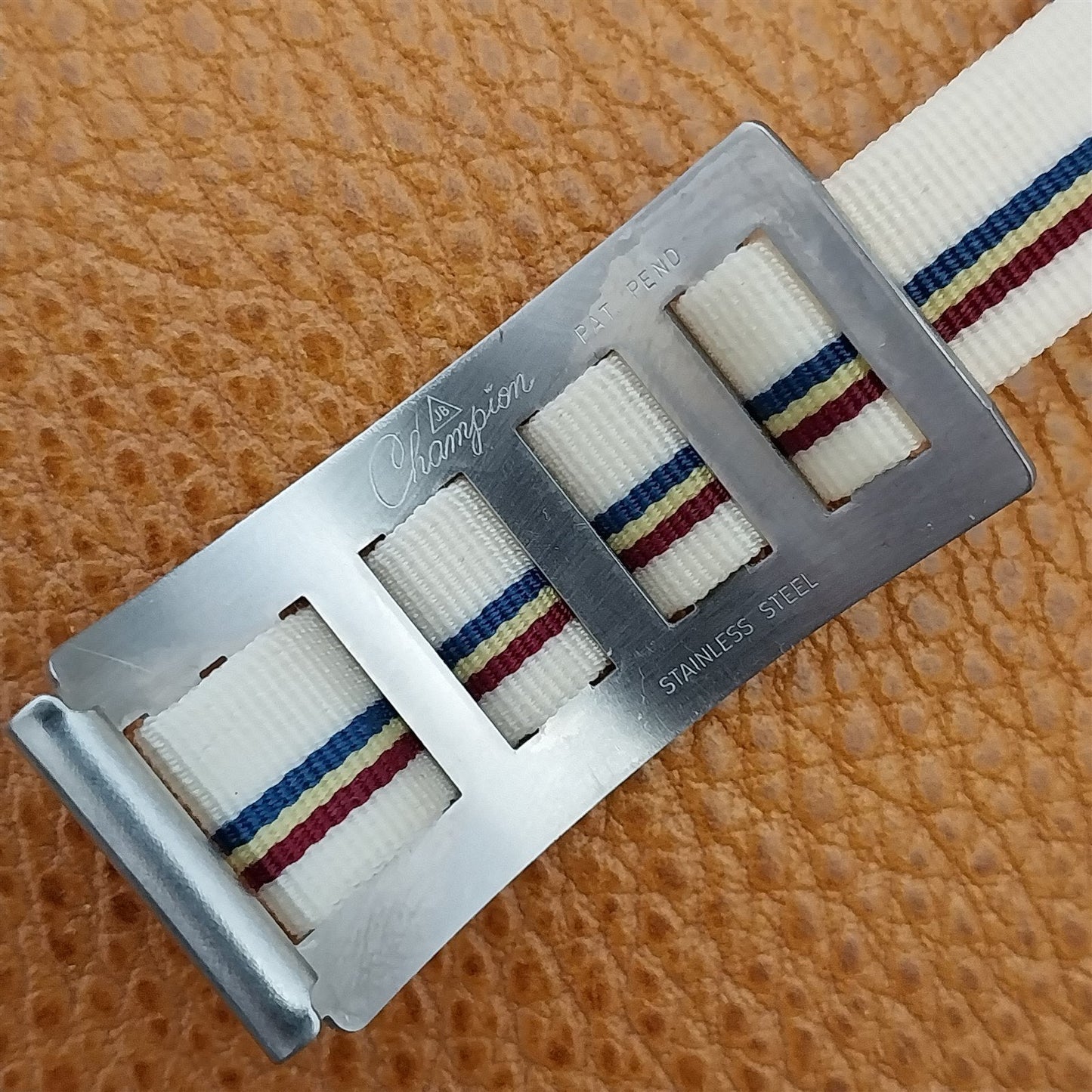 19mm Stainless Steel & Perlon JB Champion nos 1960s Vintage Watch Band