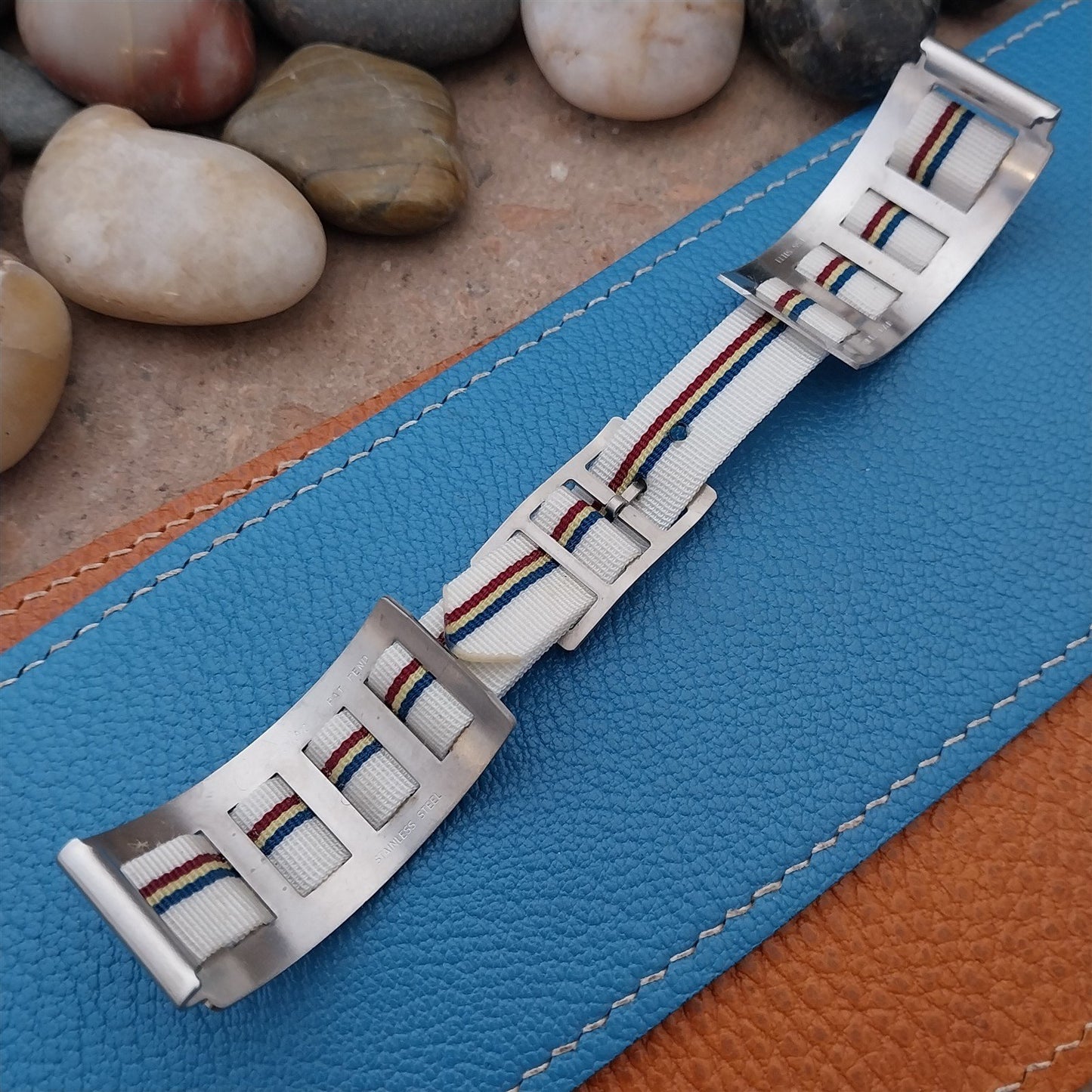 Vintage 19mm Stainless Steel & Nylon JB Champion nos Classic 1960s Watch Band