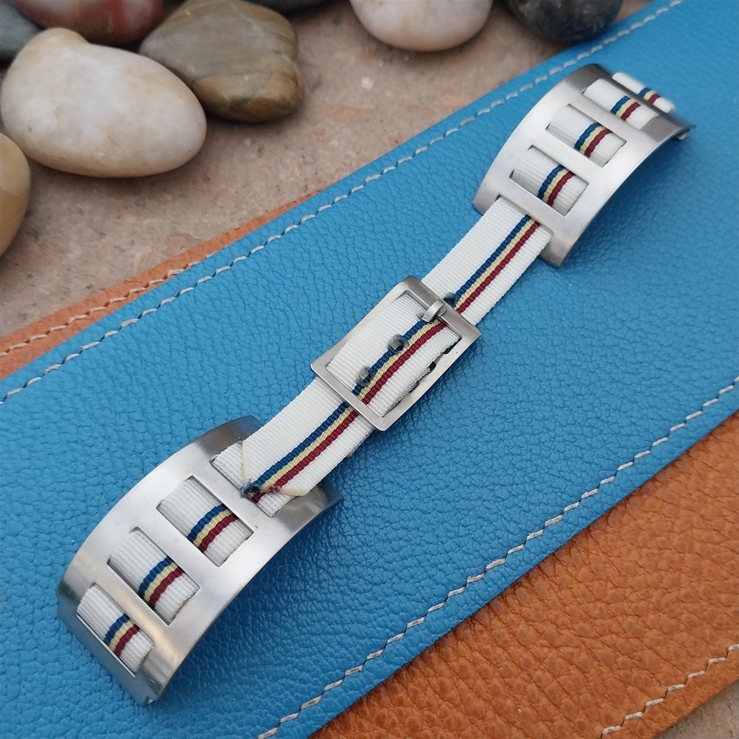 Vintage 19mm Stainless Steel & Nylon JB Champion nos Classic 1960s Watch Band