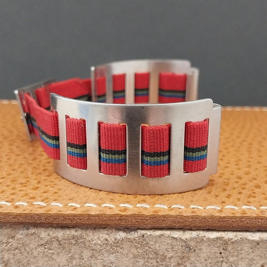 17.2mm Stainless Steel & Perlon JB Champion nos 1960s Vintage Watch Band