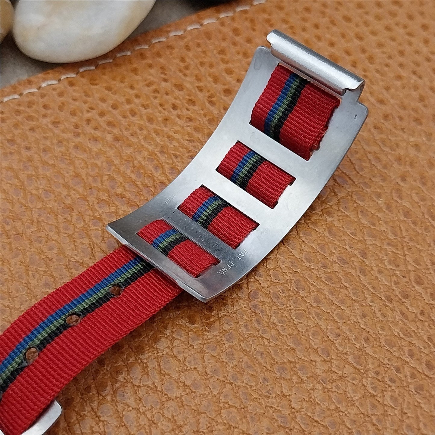 17.2mm Stainless Steel & Perlon JB Champion nos 1960s Vintage Watch Band