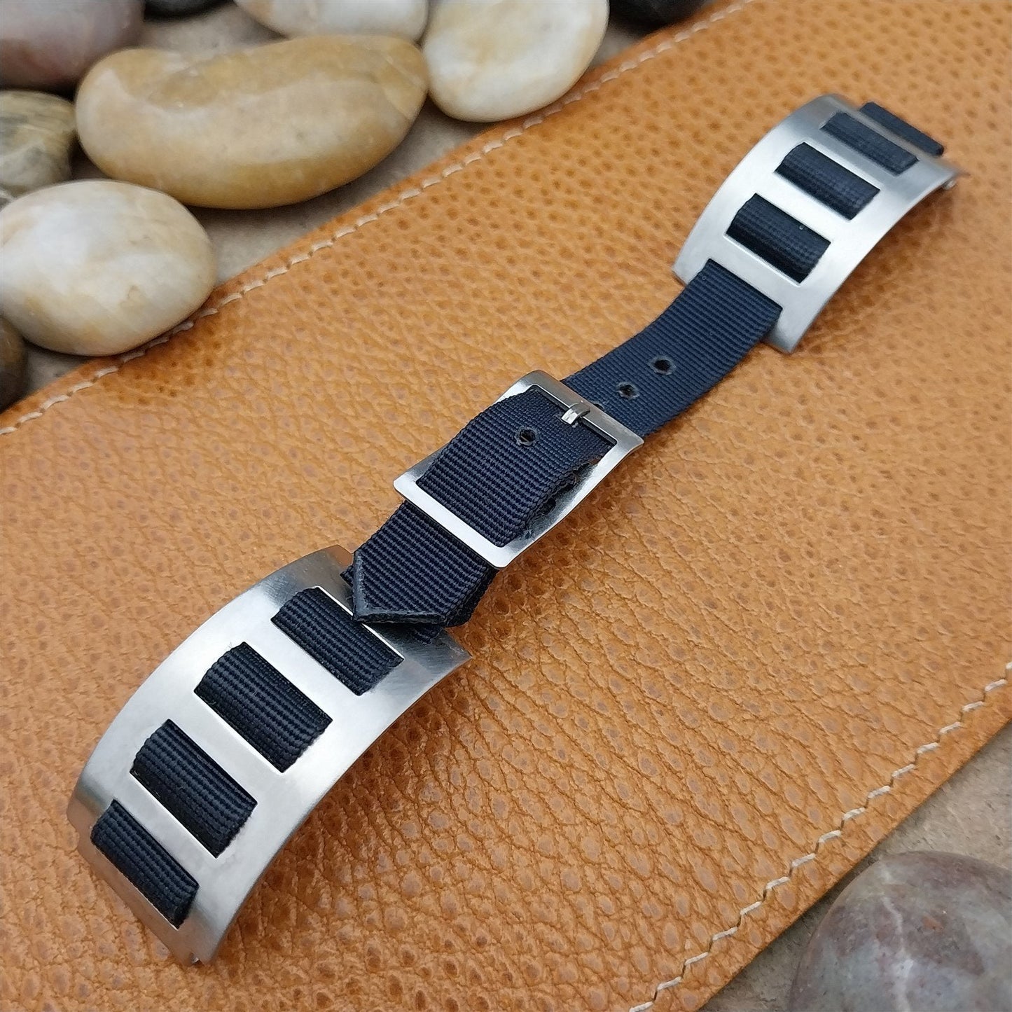 17.2mm Stainless Steel & Perlon JB Champion nos 1960s Vintage Watch Band