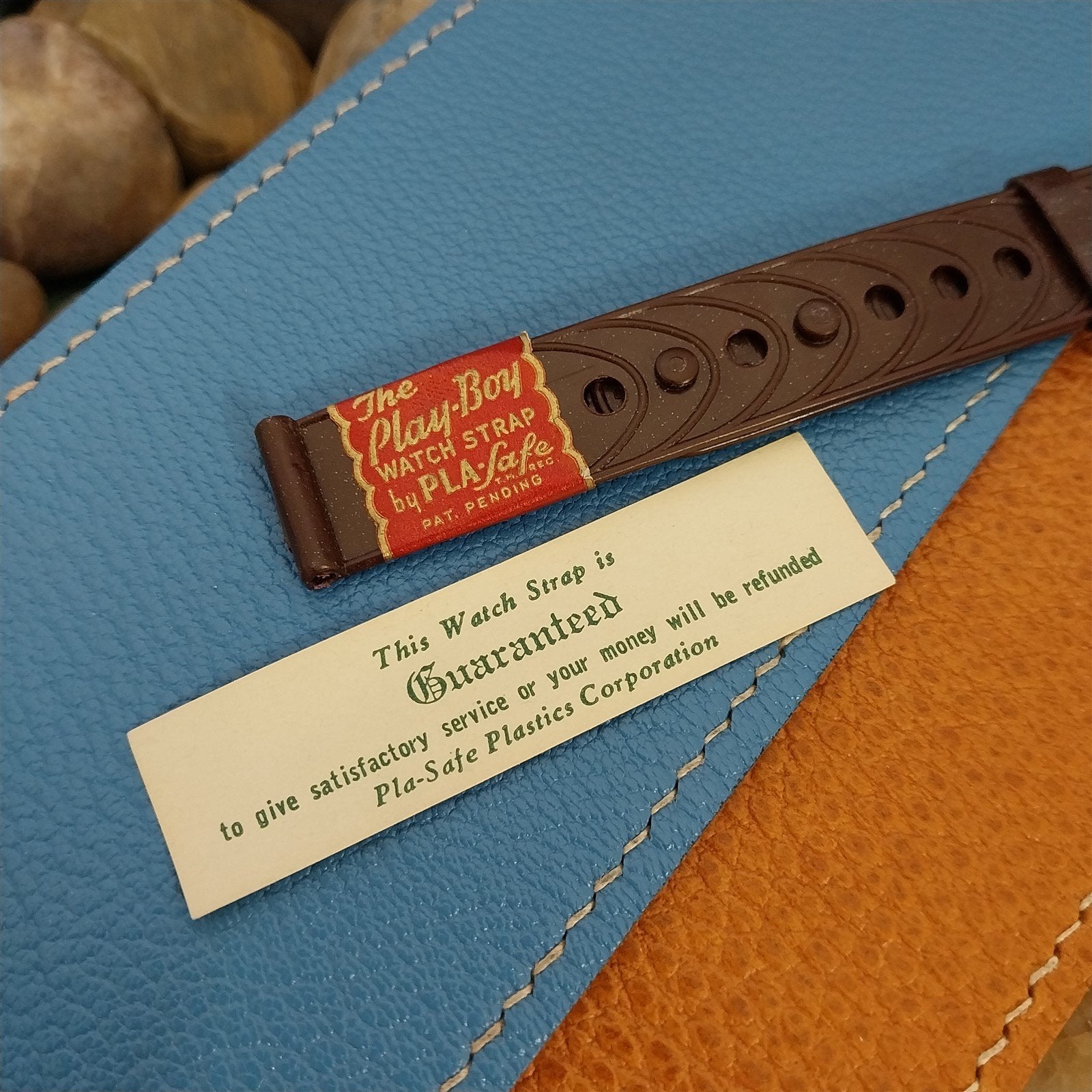 Vintage 5/8" Play Boy Pla-Safe Brown Plastic Unused 1940s Classic Watch Band